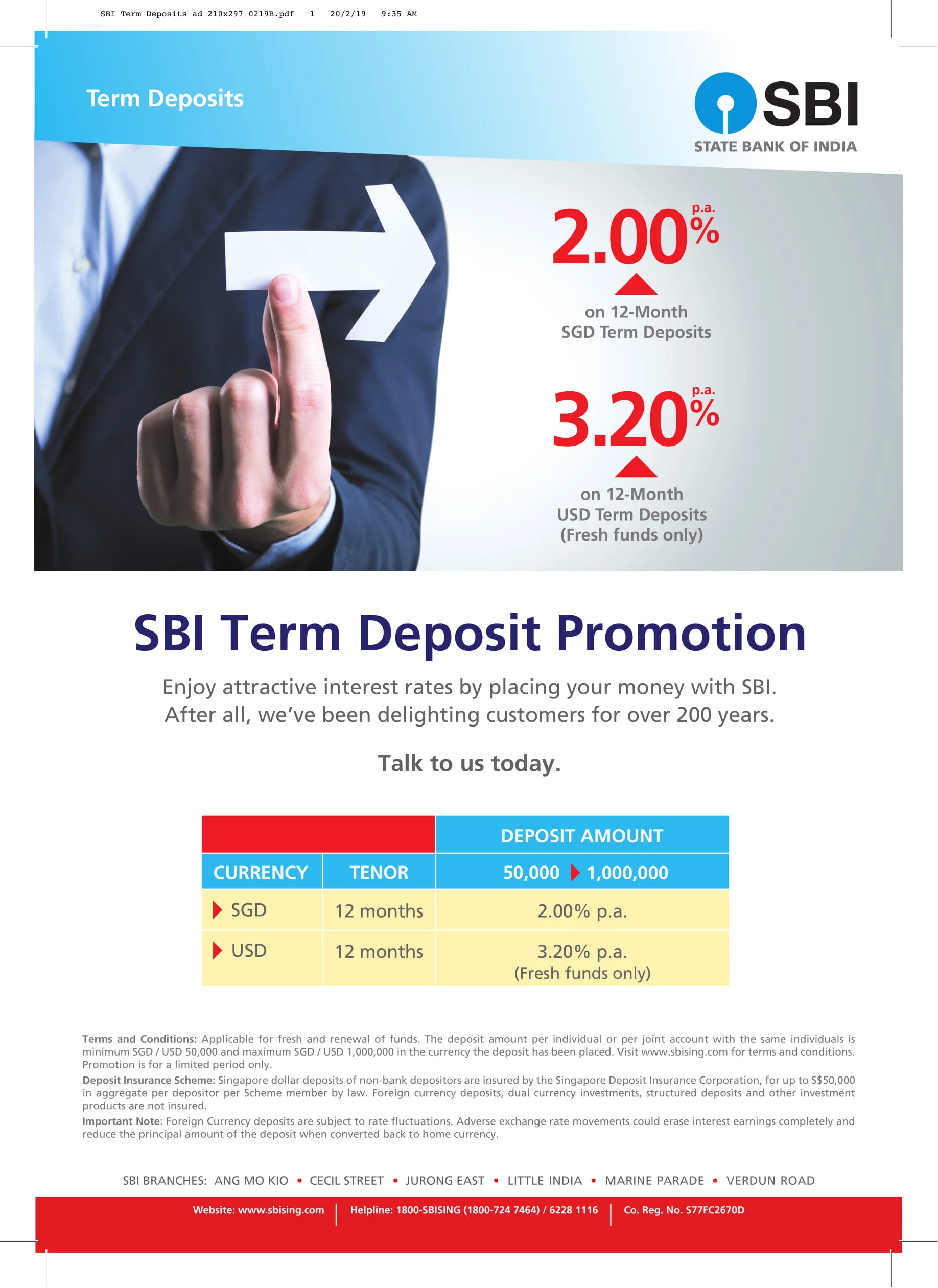 SBI Term Deposits ad 210x297 0219B