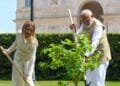 Pm modi plants tree in italy